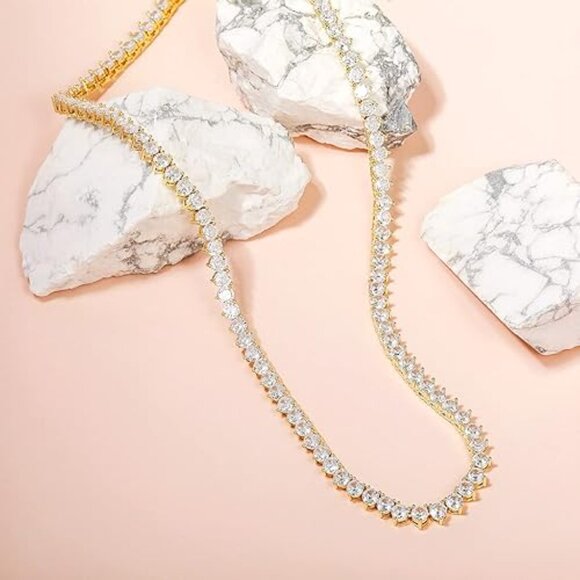 Neiman Marcus Haven 18k Gold Plated CZ Tennis Necklace - Picture 4 of 5